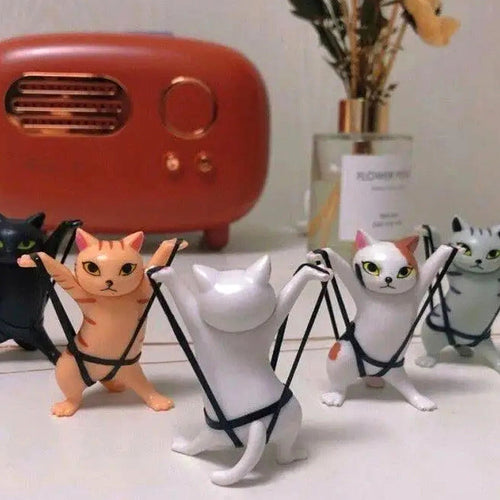 Dancing Cat Mini Figurines Set of 5 for Desk and Home Decor